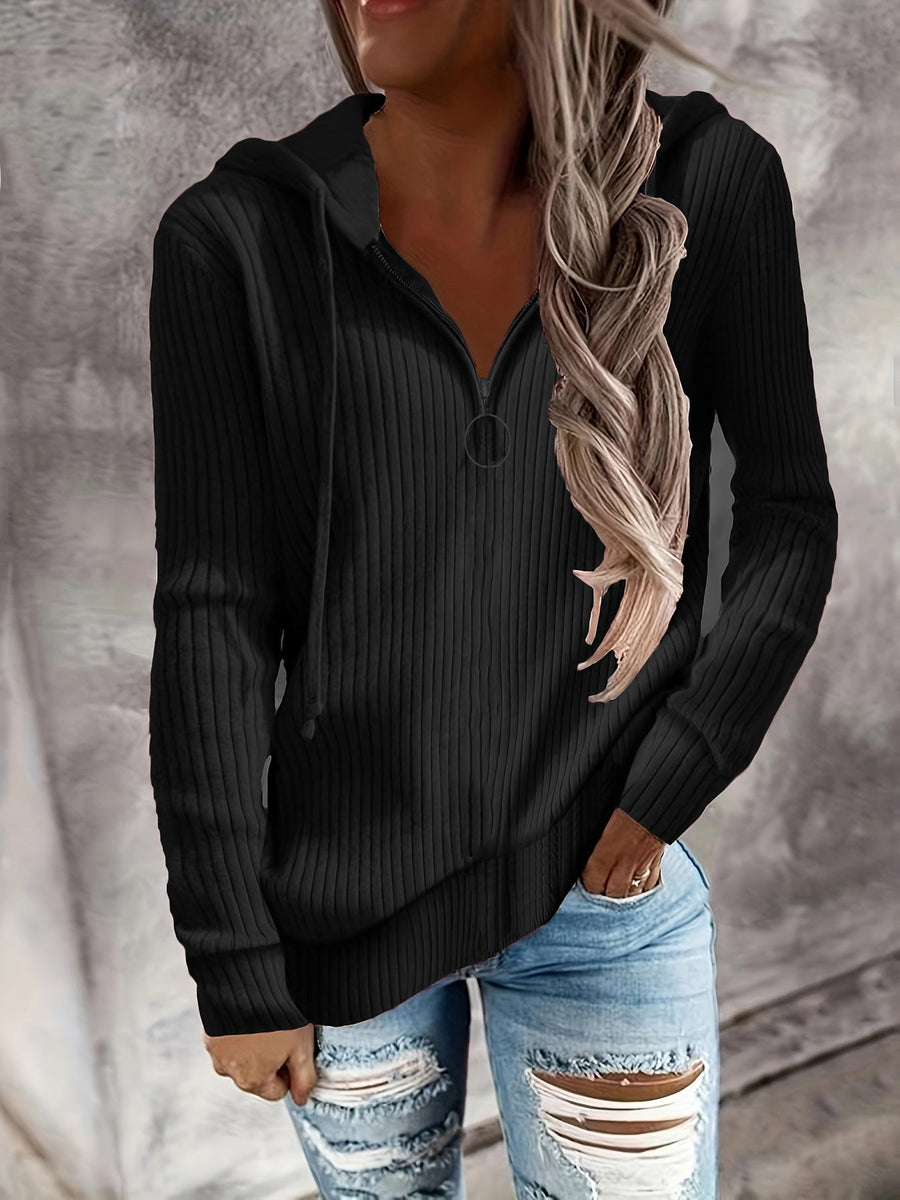 Corisande Ribbed Knit Zip Up Hoodie