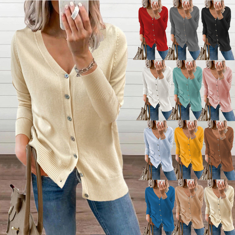 Hollis Deep V Neck Button Cardigan