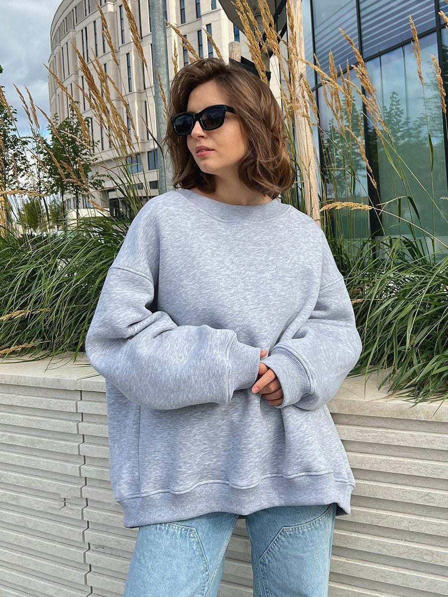 Wenna Oversized Fleece Sweatshirt with High Collar