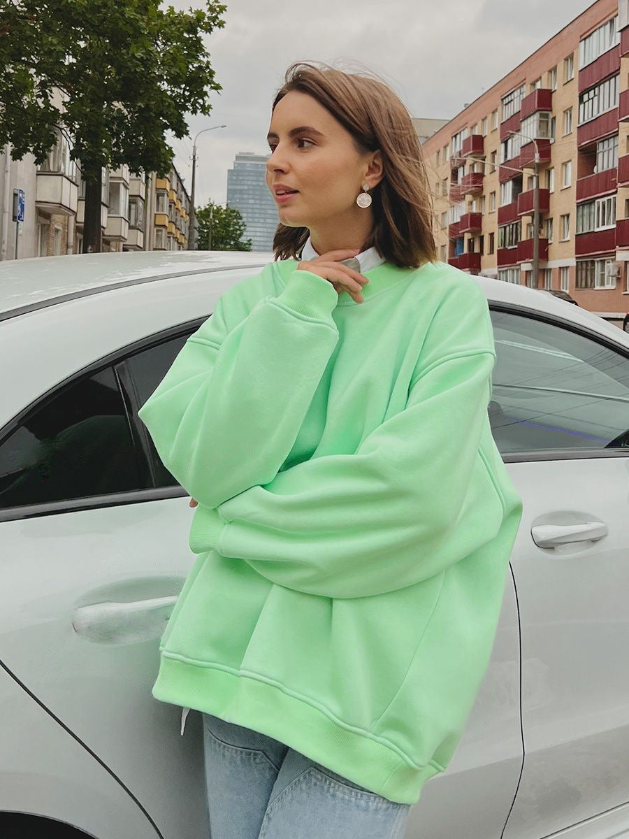 Jikke Loose Crew Neck Fleece Sweatshirt