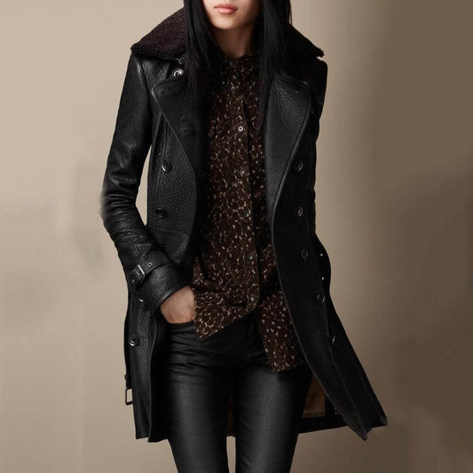 Sophiey Warm Leather Look Coat