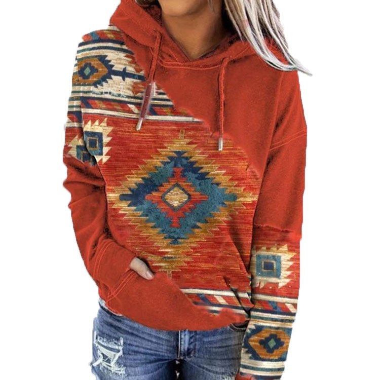 Kalina Oversized Ethnic Print Hoodie