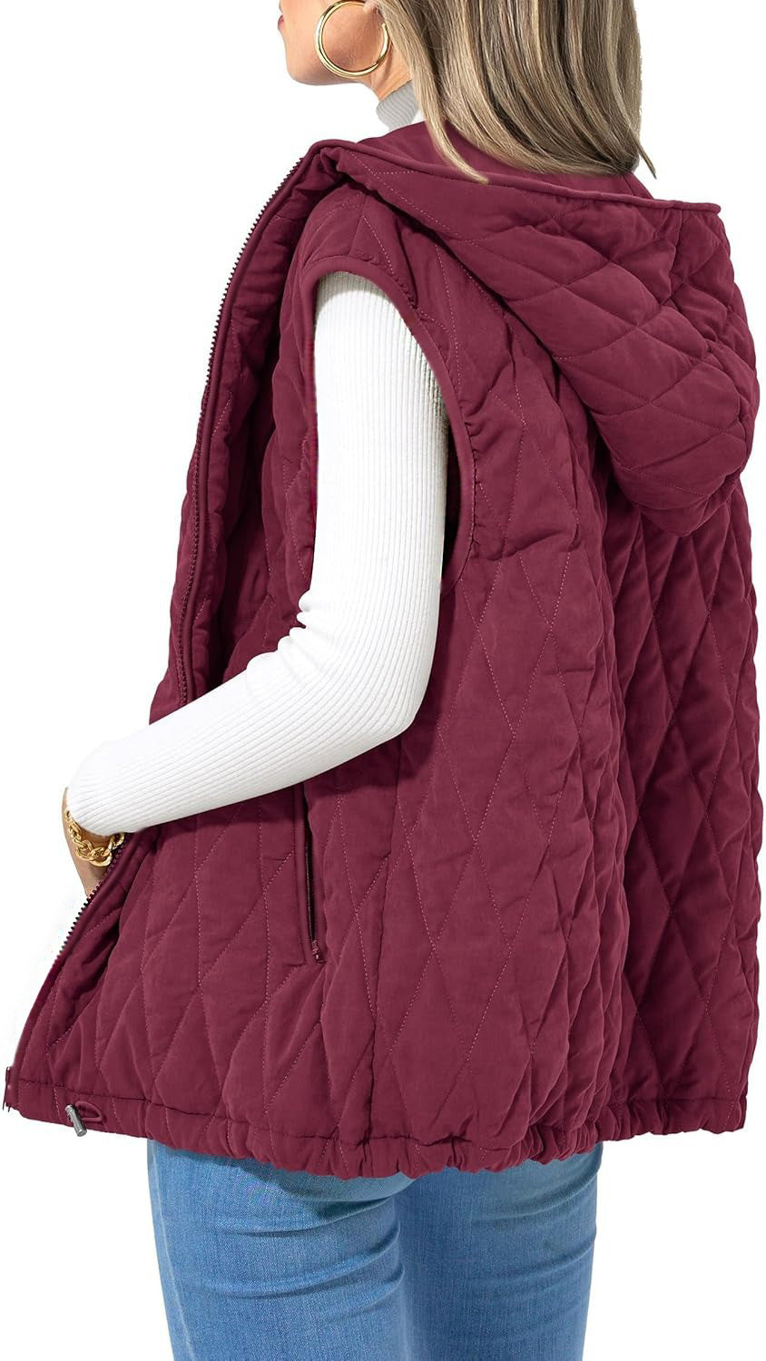 Eulalia Quilted Hooded Vest with Pockets