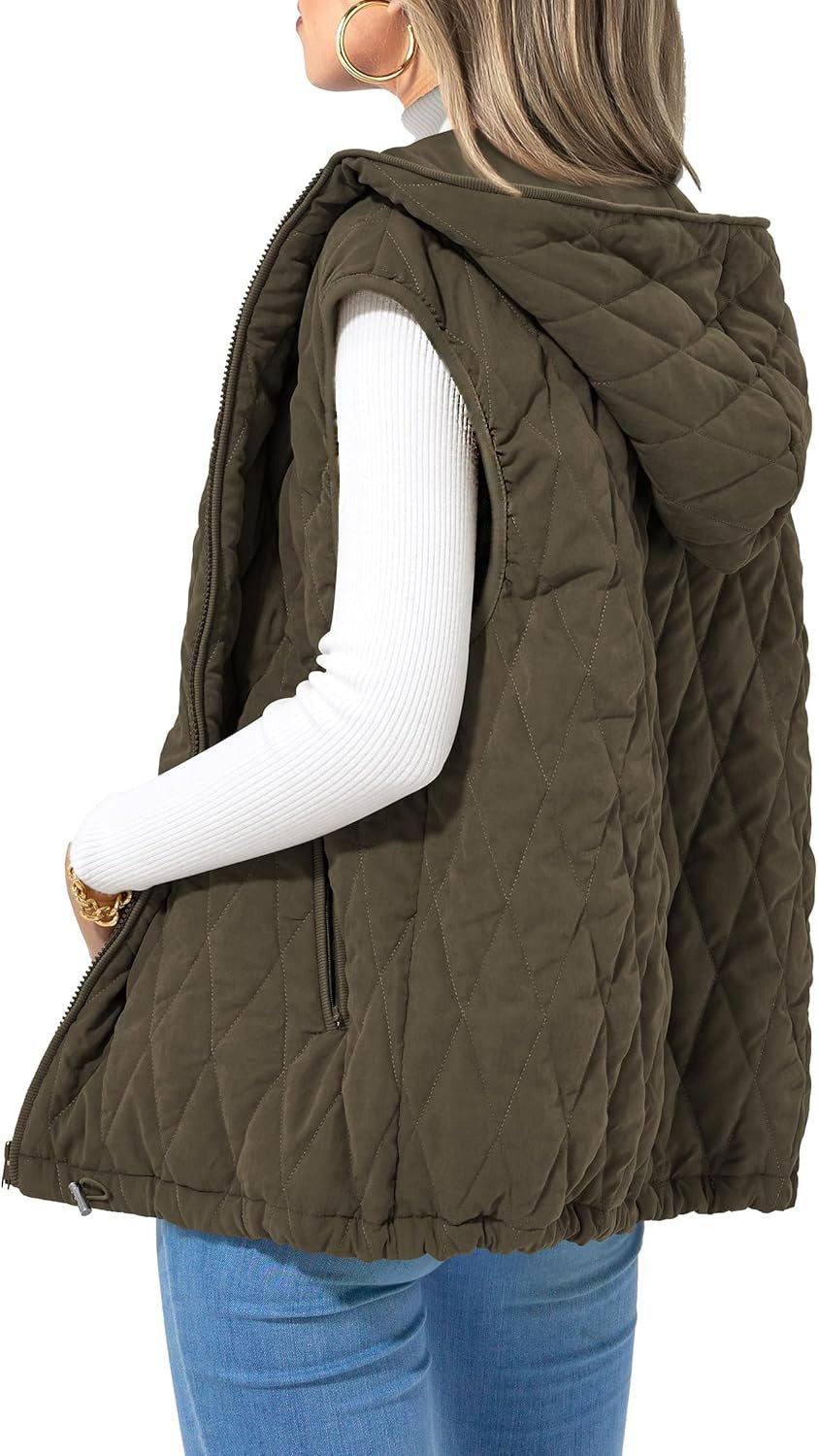 Eulalia Quilted Hooded Vest with Pockets