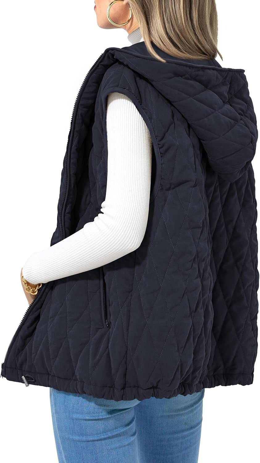 Eulalia Quilted Hooded Vest with Pockets