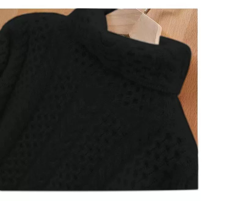 Blanche Cable Knit Plaid Turtleneck Sweater
