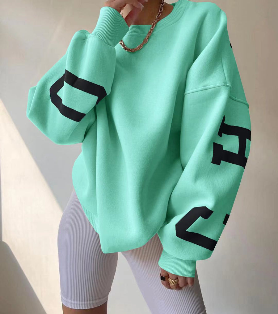 Reni Oversized Contrast Stripe Sleeve Sweatshirt