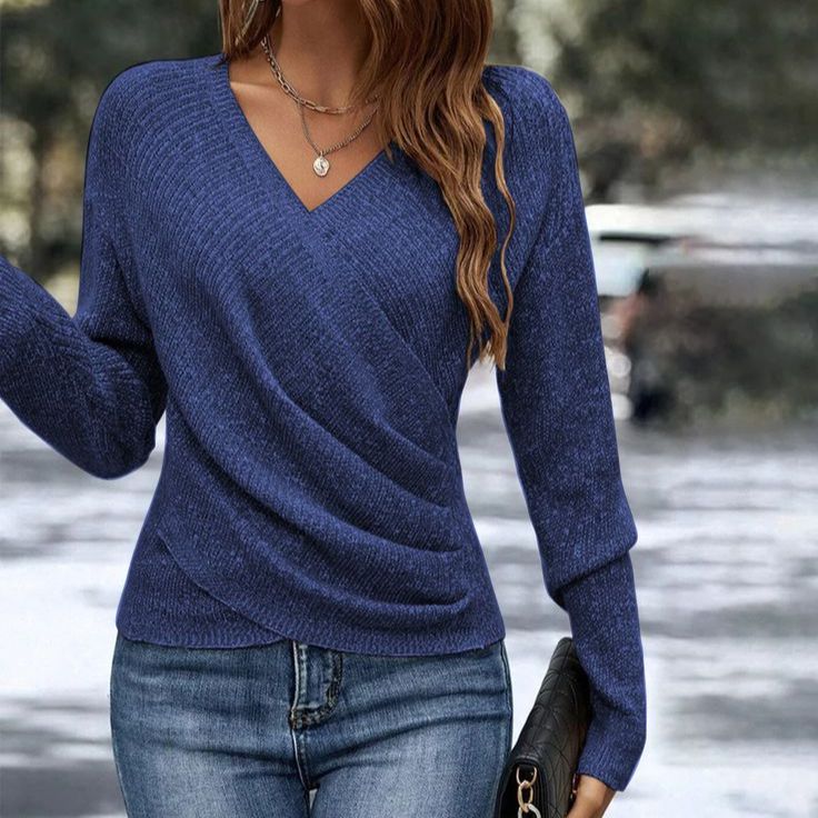 Miruna Wrap Front Ribbed Cotton Sweater