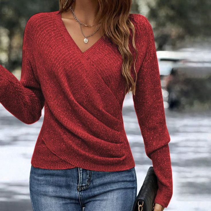 Miruna Wrap Front Ribbed Cotton Sweater