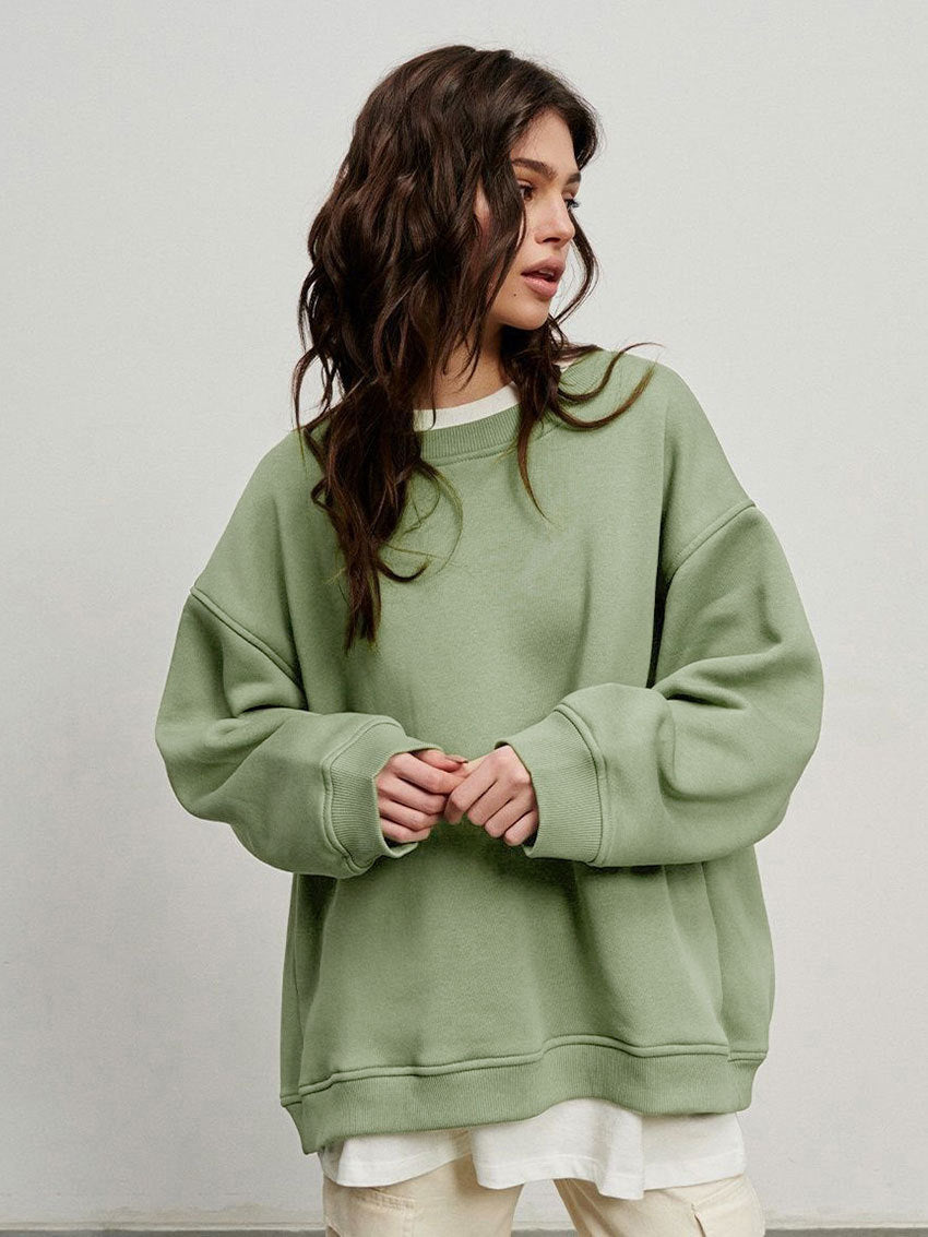 Wenna Oversized Fleece Sweatshirt with High Collar