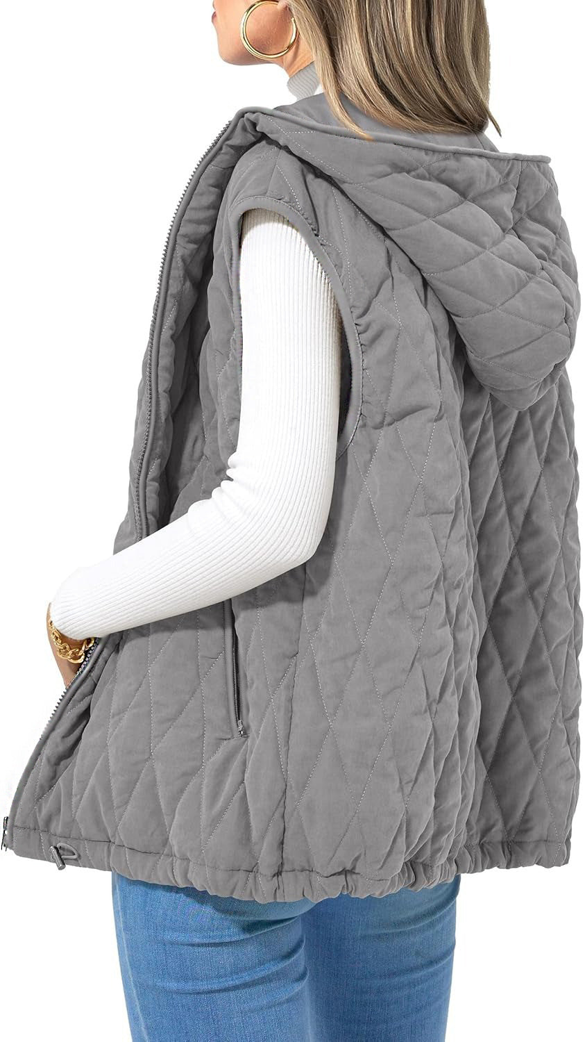Eulalia Quilted Hooded Vest with Pockets