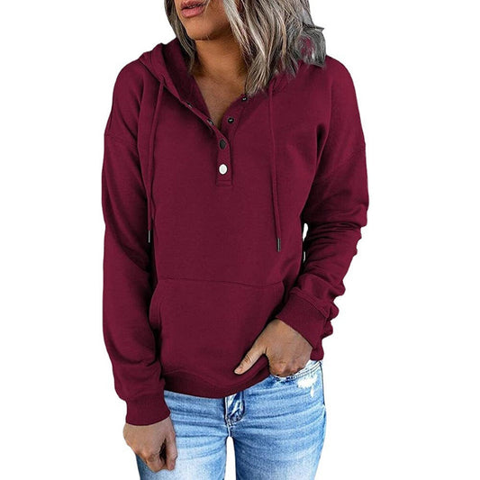 Gisela Henley Button Neck Hoodie