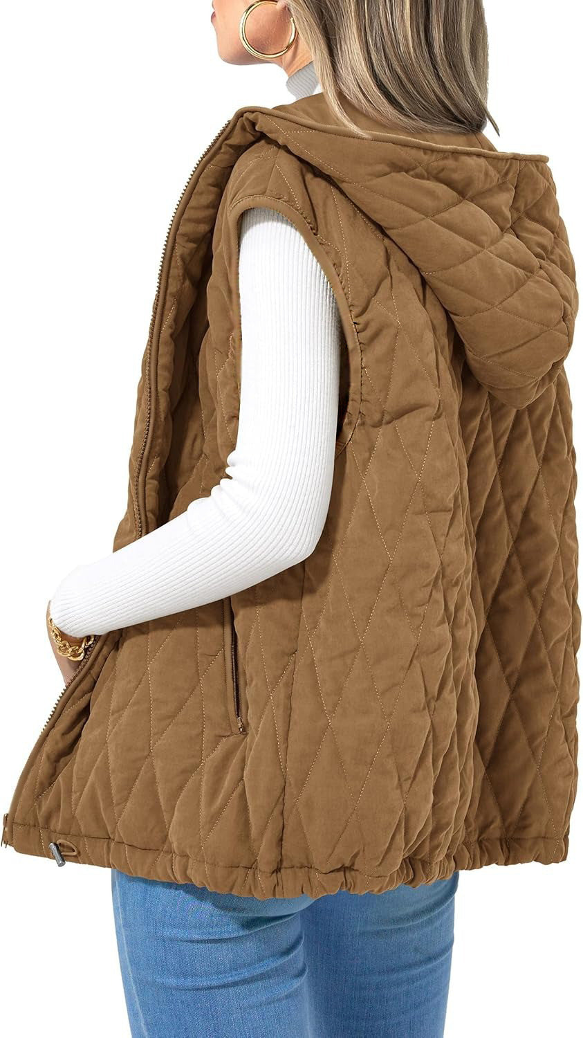 Eulalia Quilted Hooded Vest with Pockets