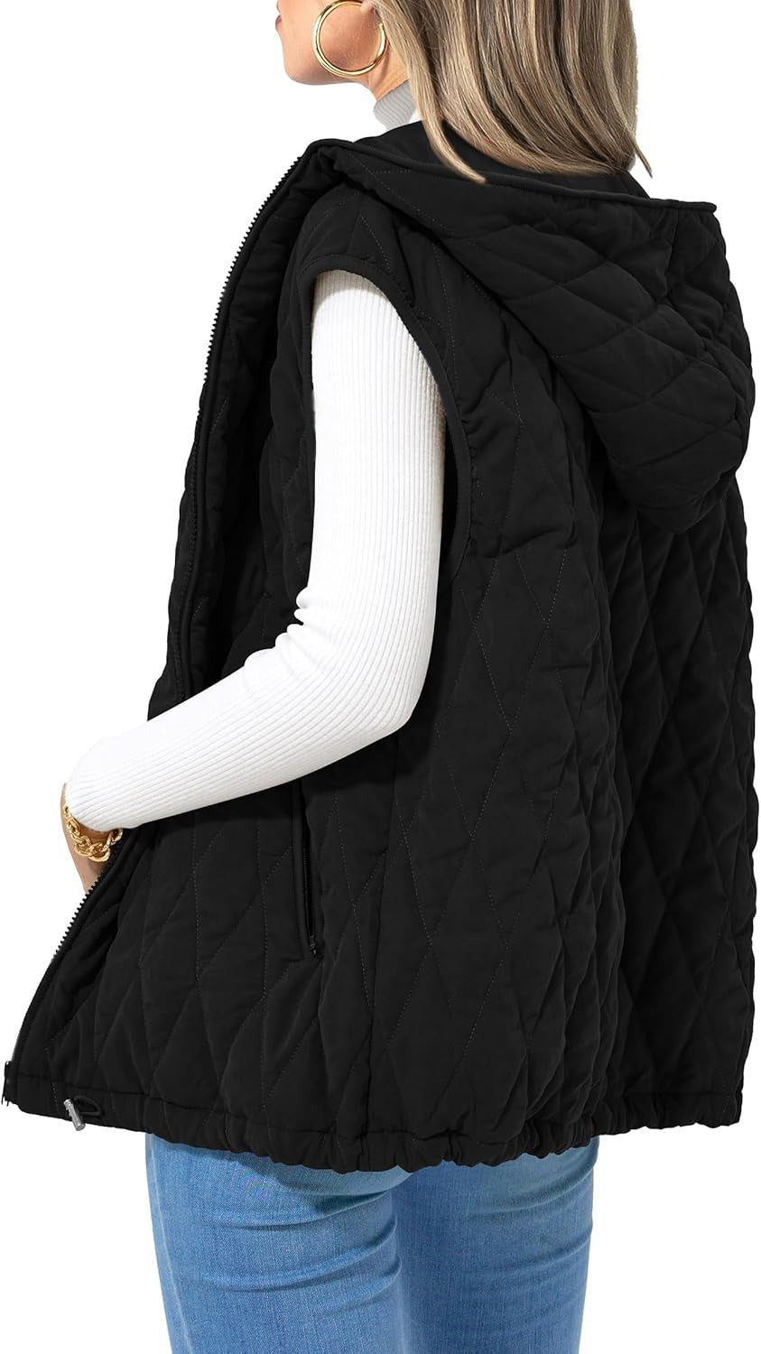 Eulalia Quilted Hooded Vest with Pockets