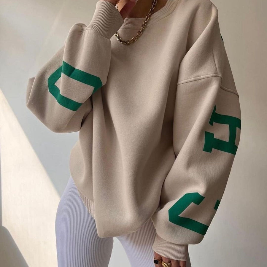 Reni Oversized Contrast Stripe Sleeve Sweatshirt