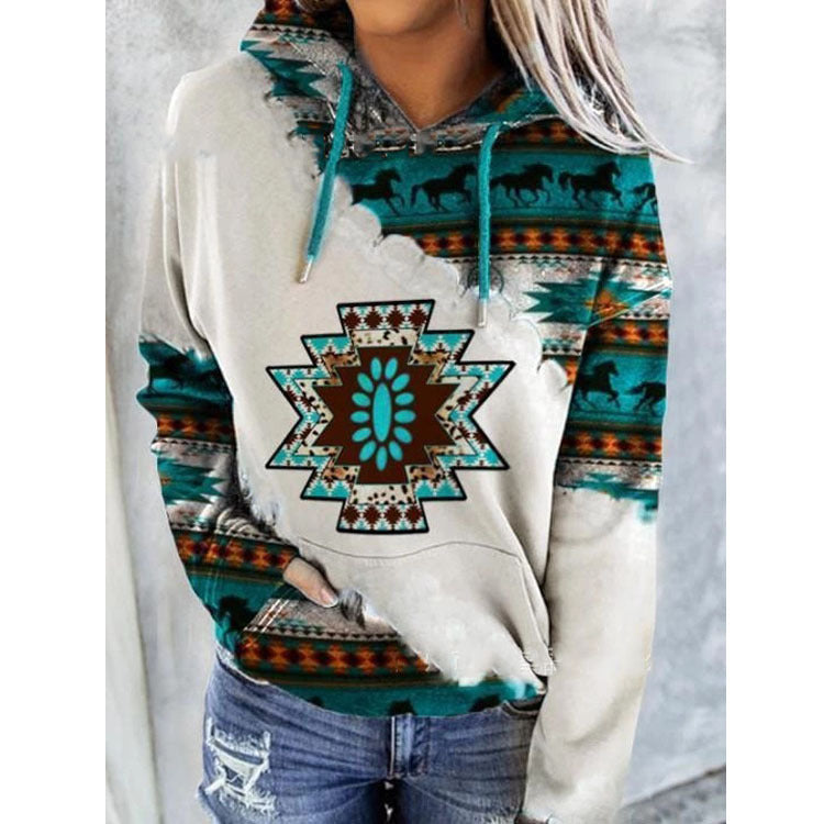 Kalina Oversized Ethnic Print Hoodie