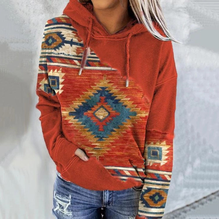 Kalina Oversized Ethnic Print Hoodie