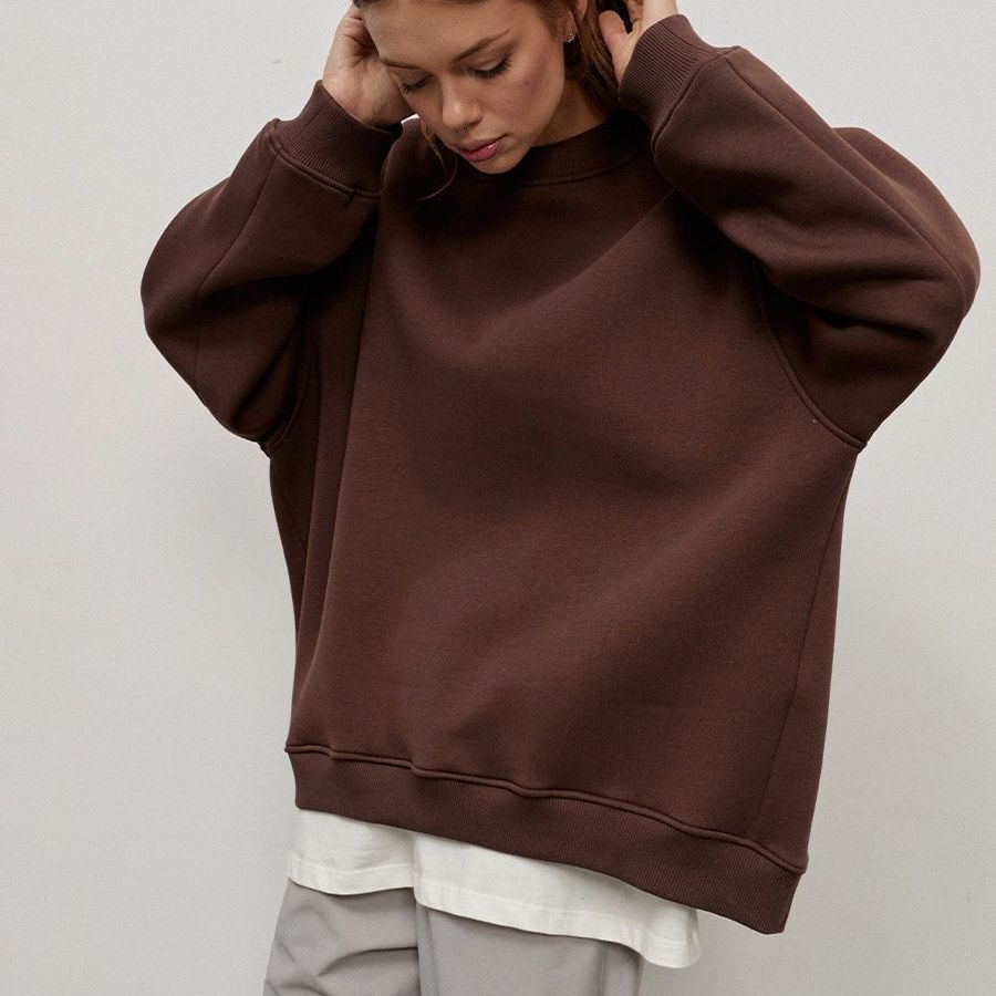 Jikke Loose Crew Neck Fleece Sweatshirt