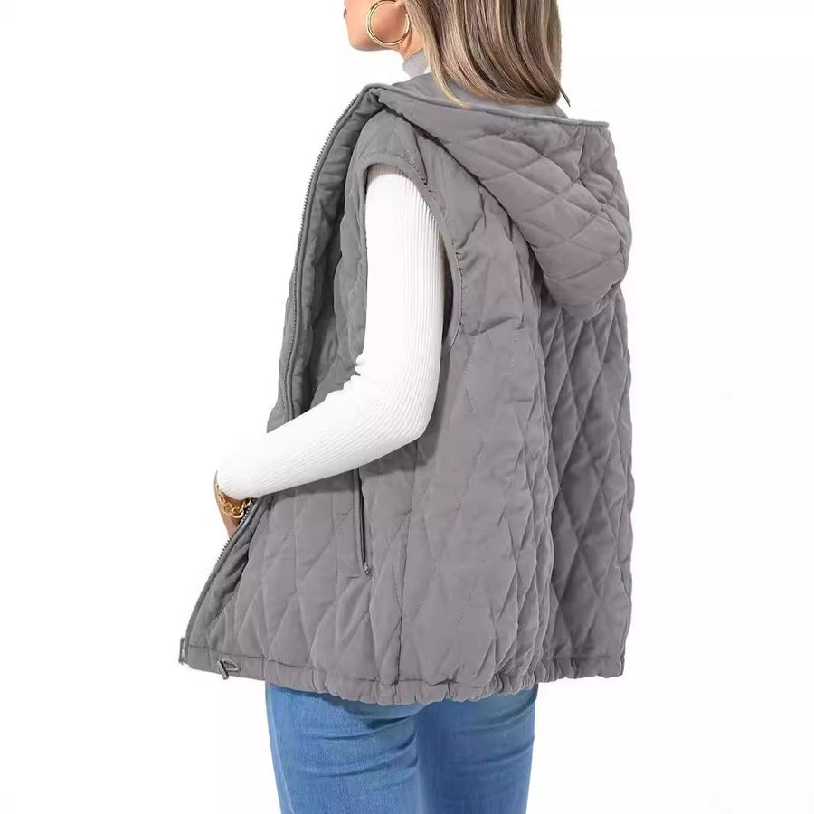 Eulalia Quilted Hooded Vest with Pockets