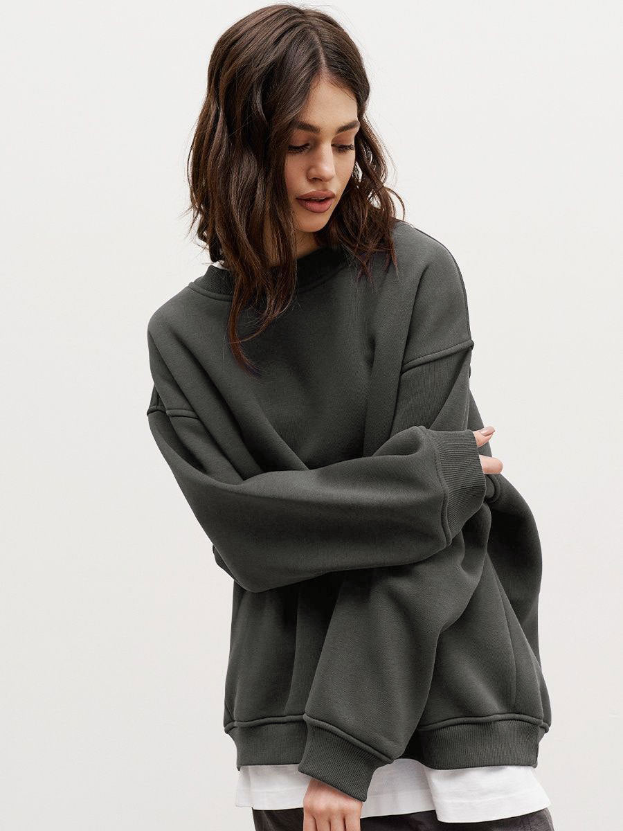 Wenna Oversized Fleece Sweatshirt with High Collar