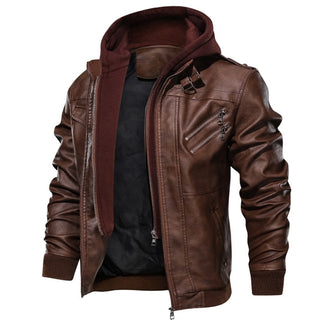 Zander - Leather Hoodie - Warm & Stylish Biker Jacket