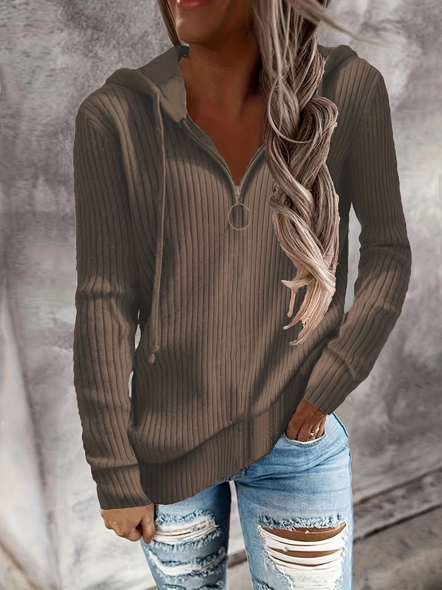 Corisande Ribbed Knit Zip Up Hoodie
