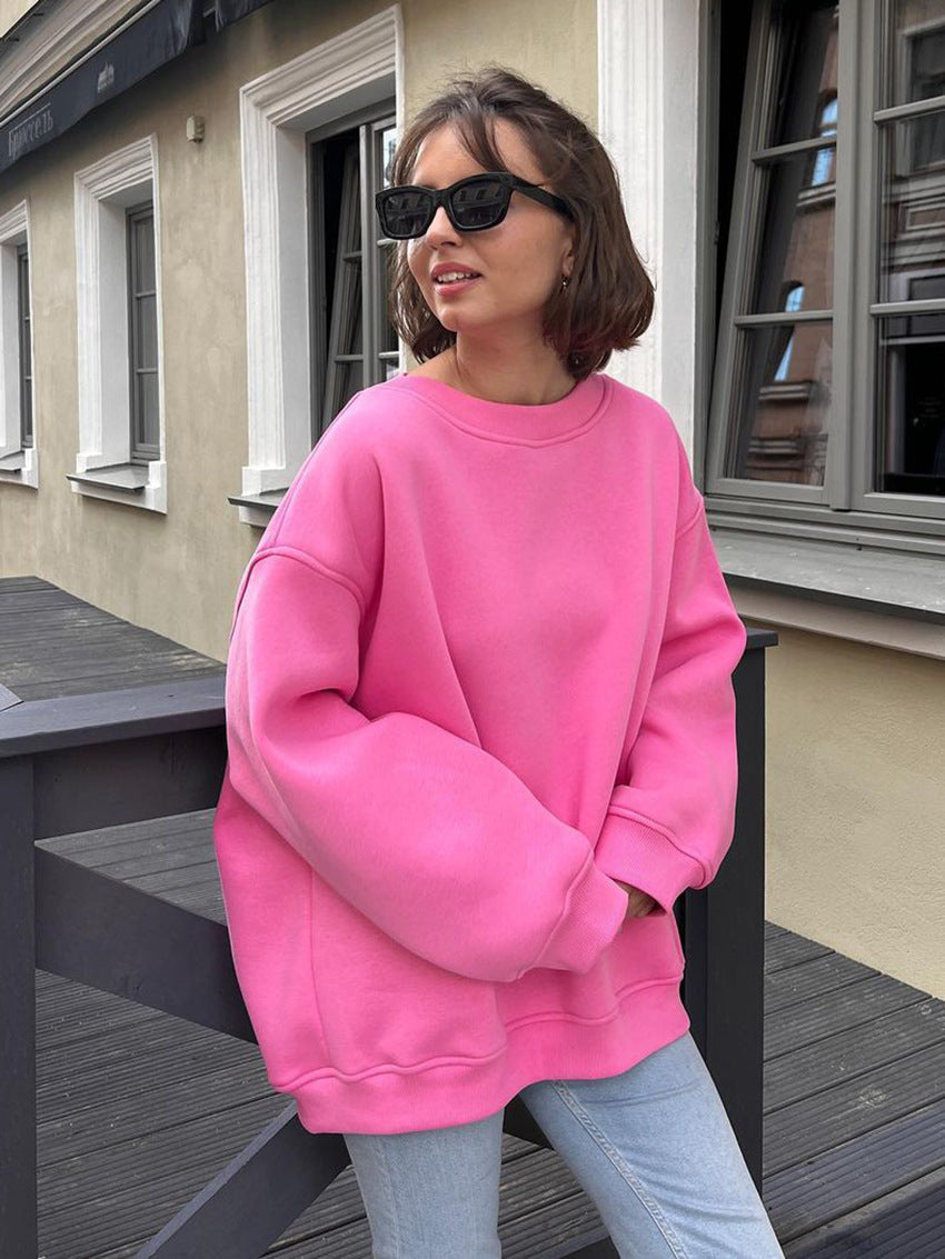 Wenna Oversized Fleece Sweatshirt with High Collar