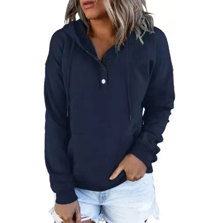 Gisela Henley Button Neck Hoodie