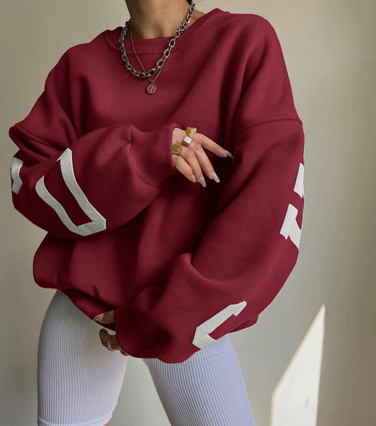 Reni Oversized Contrast Stripe Sleeve Sweatshirt