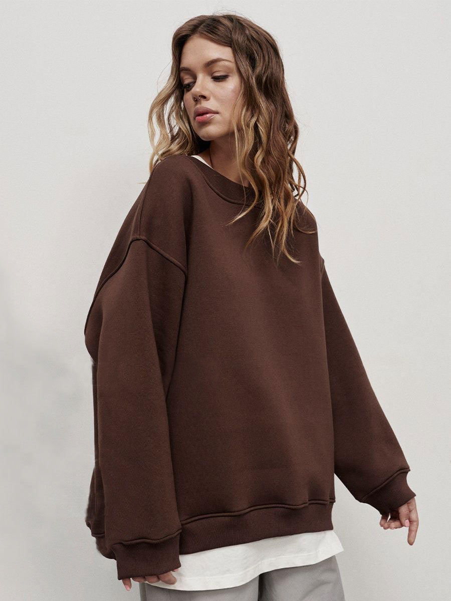 Jikke Loose Crew Neck Fleece Sweatshirt