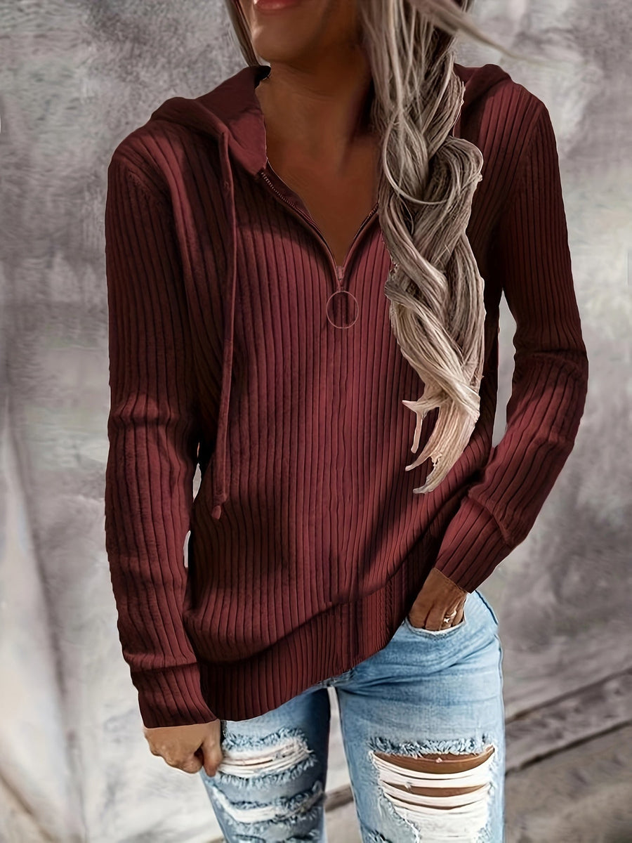 Corisande Ribbed Knit Zip Up Hoodie