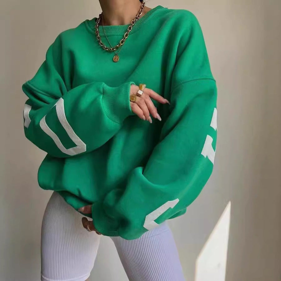 Reni Oversized Contrast Stripe Sleeve Sweatshirt