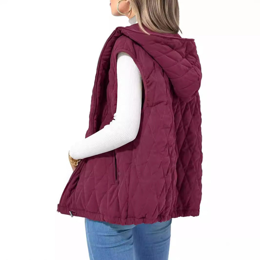 Eulalia Quilted Hooded Vest with Pockets