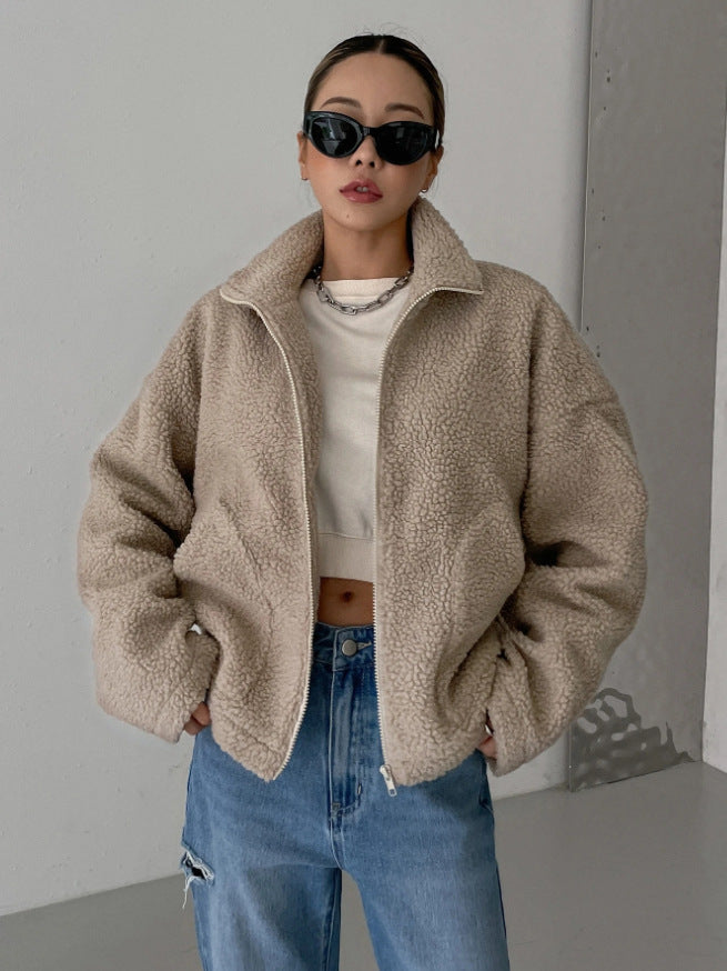 Nessa Oversized Teddy Fleece Zip Jacket
