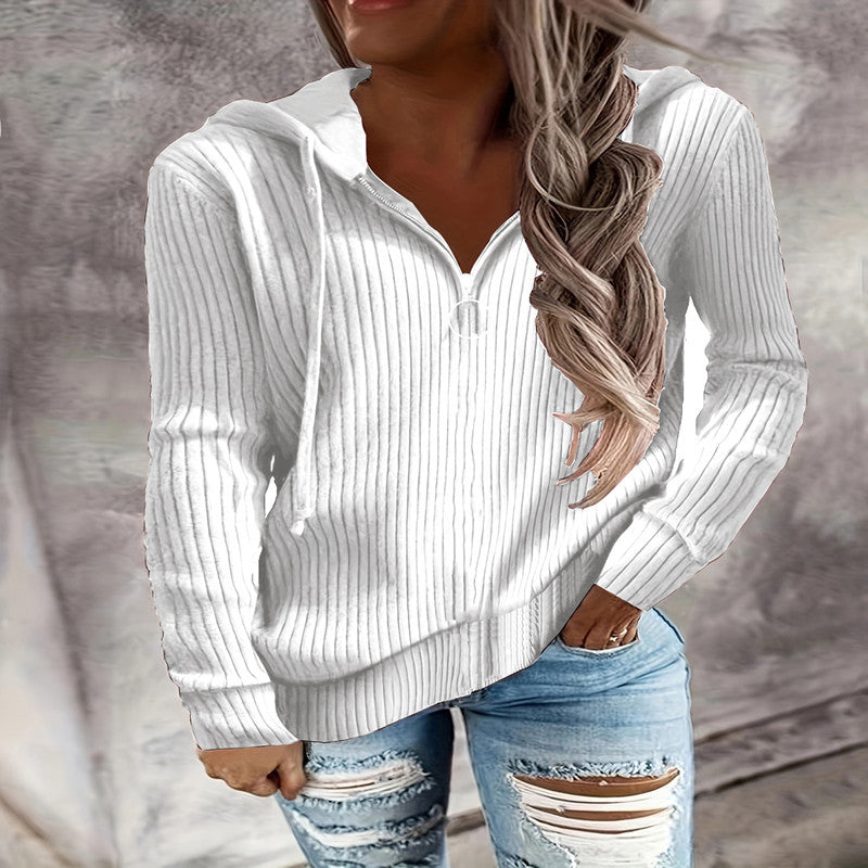 Corisande Ribbed Knit Zip Up Hoodie