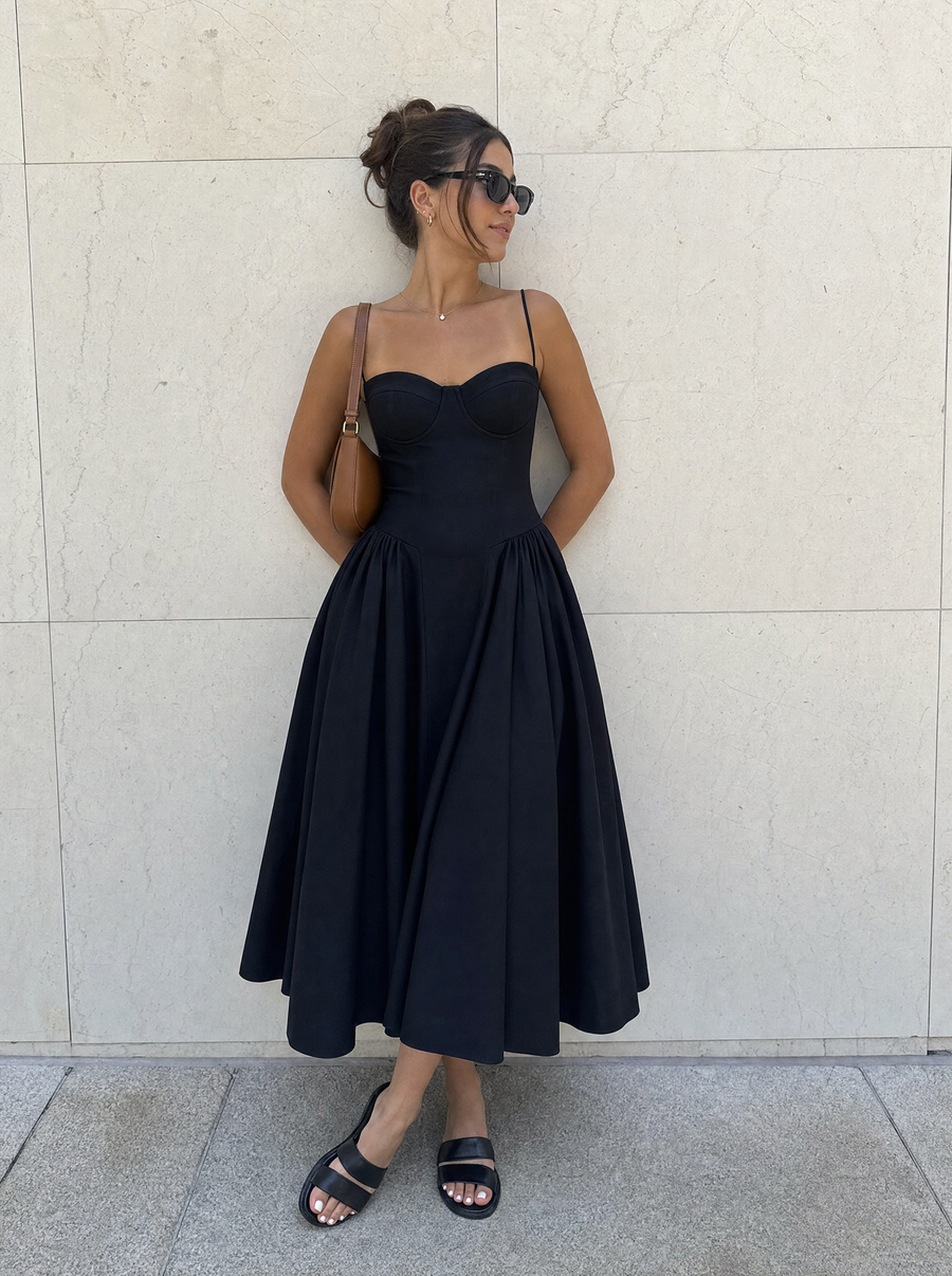 Odette Corset Style Strappy Midi Dress