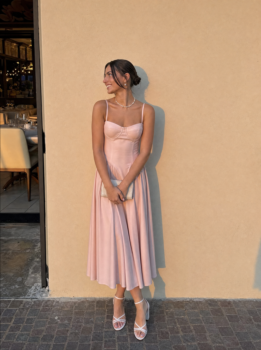 Odette Corset Style Strappy Midi Dress