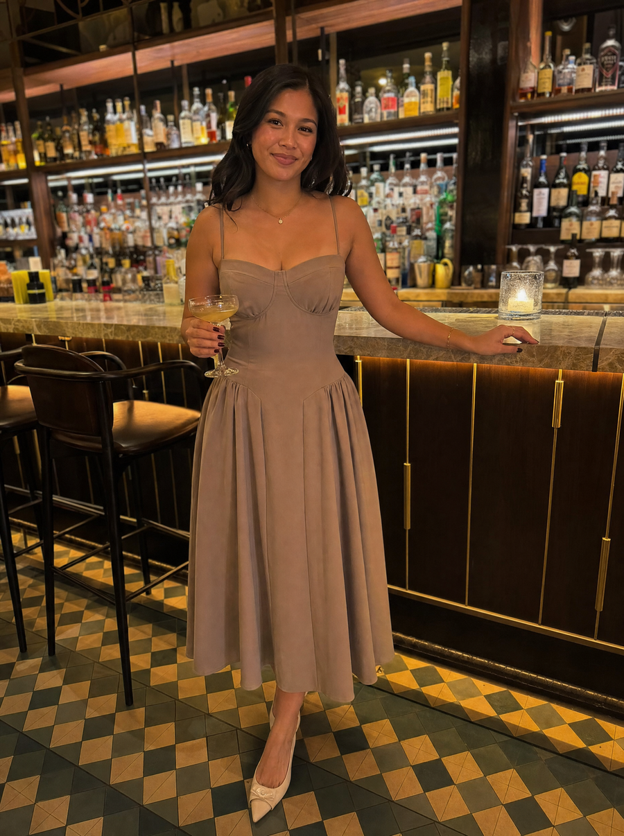 Odette Corset Style Strappy Midi Dress