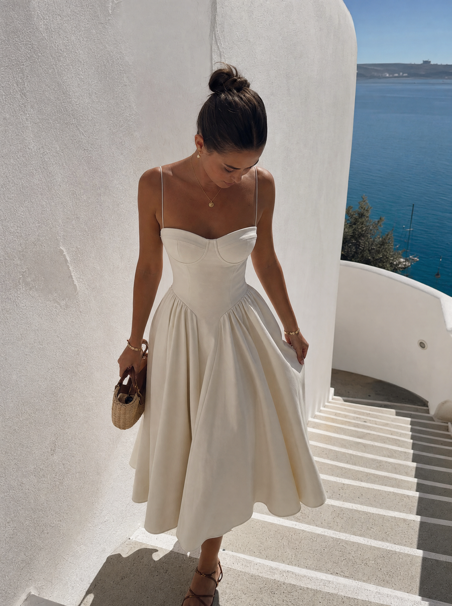 Odette Corset Style Strappy Midi Dress