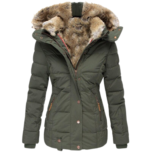 Debora Fitted Quilted Jacket with Faux Fur Hood