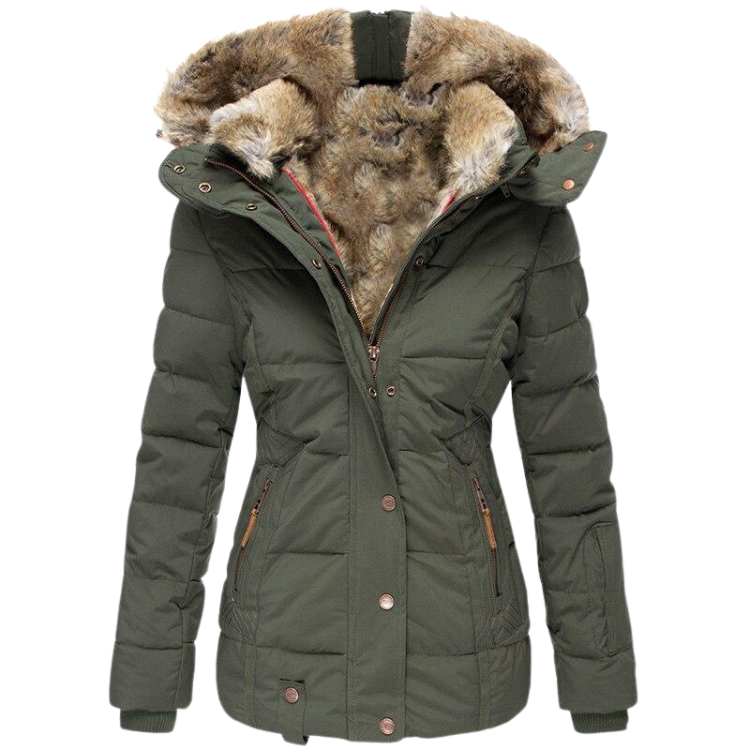 Debora Fitted Quilted Jacket with Faux Fur Hood