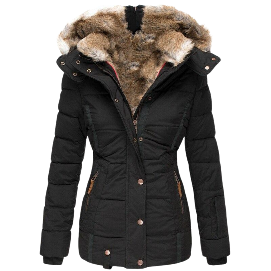Debora Fitted Quilted Jacket with Faux Fur Hood