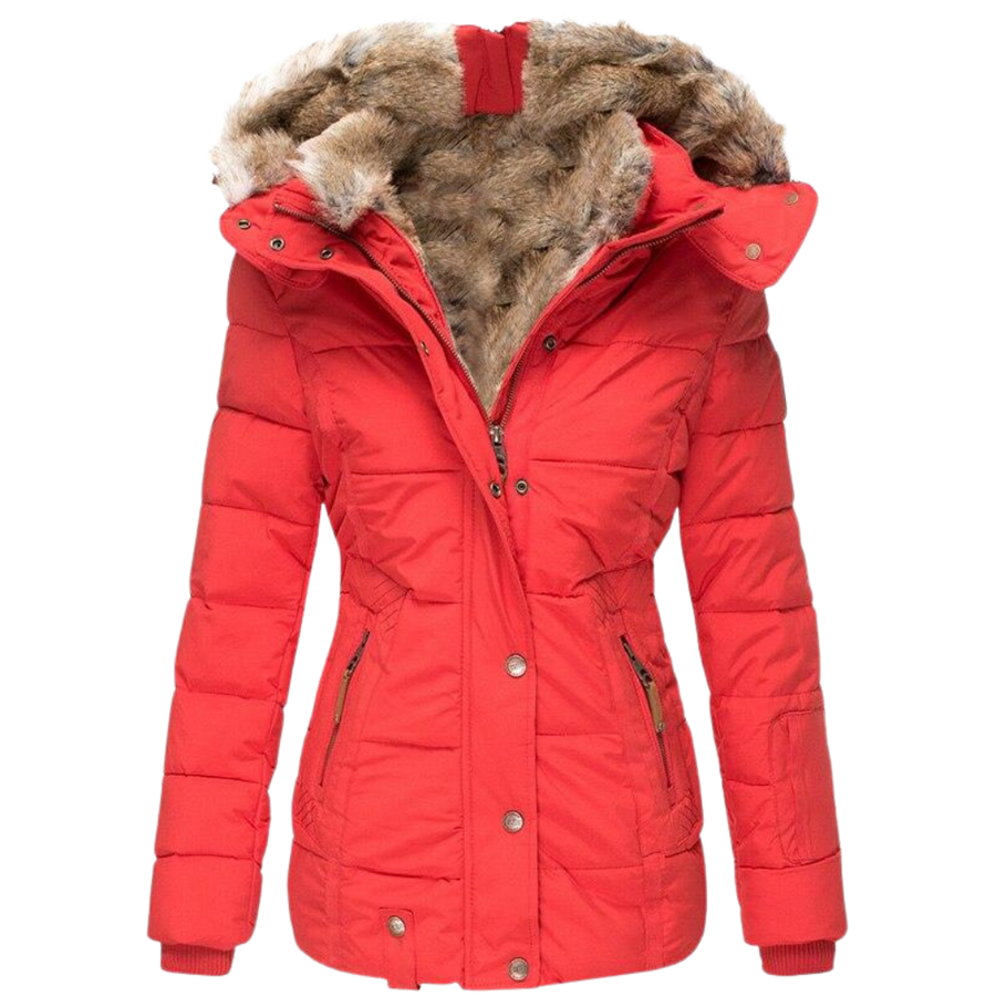 Debora Fitted Quilted Jacket with Faux Fur Hood