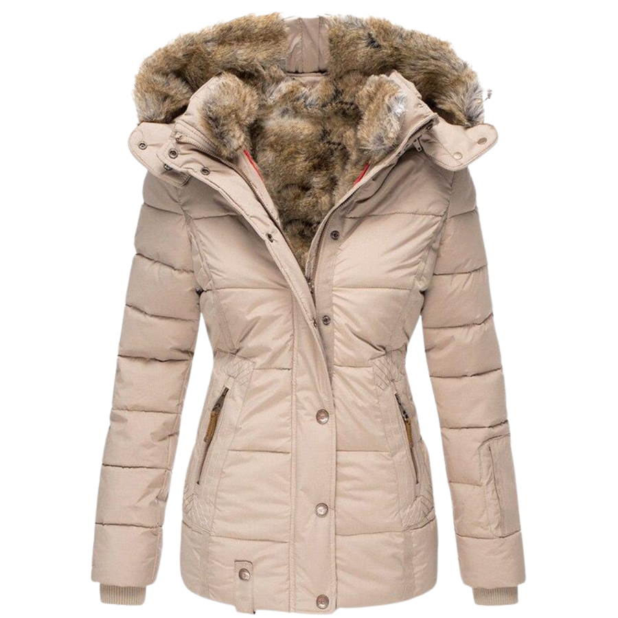 Debora Fitted Quilted Jacket with Faux Fur Hood