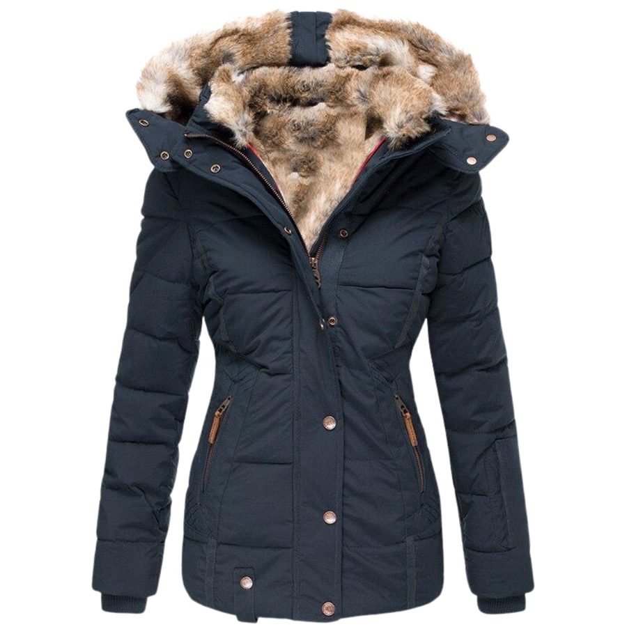 Debora Fitted Quilted Jacket with Faux Fur Hood