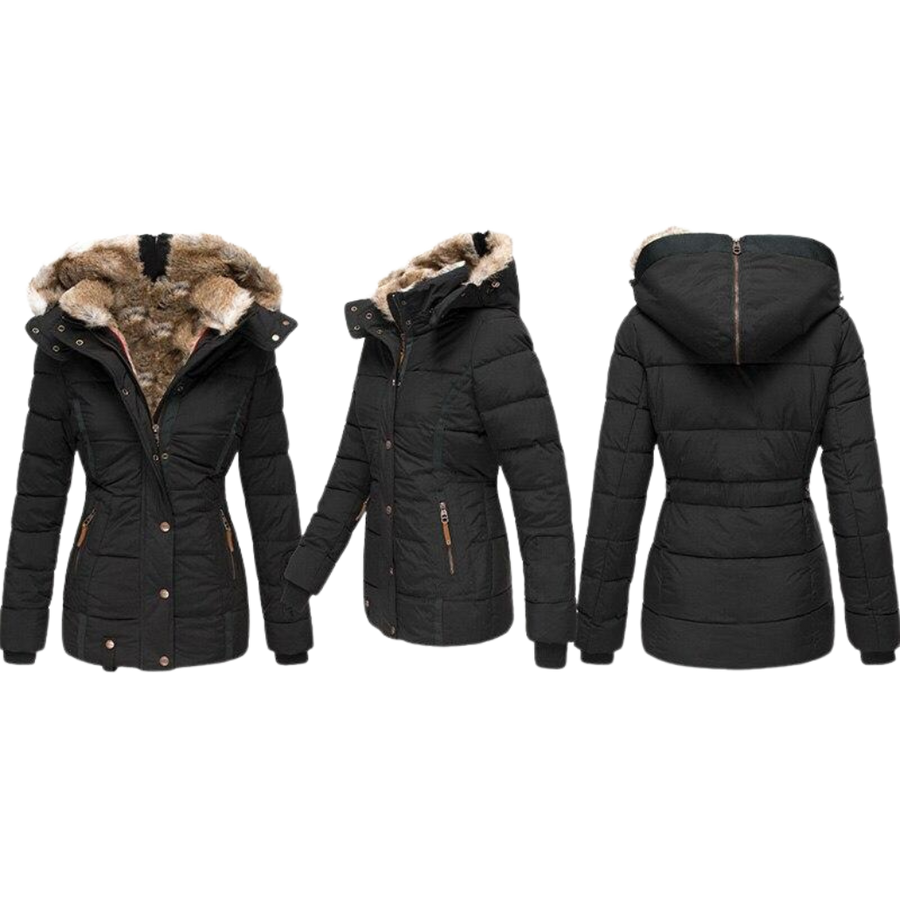 Debora Fitted Quilted Jacket with Faux Fur Hood