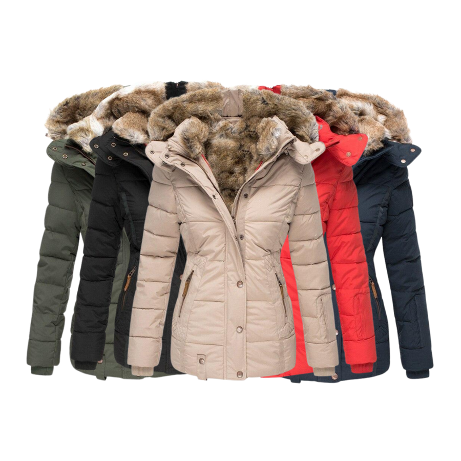 Debora Fitted Quilted Jacket with Faux Fur Hood