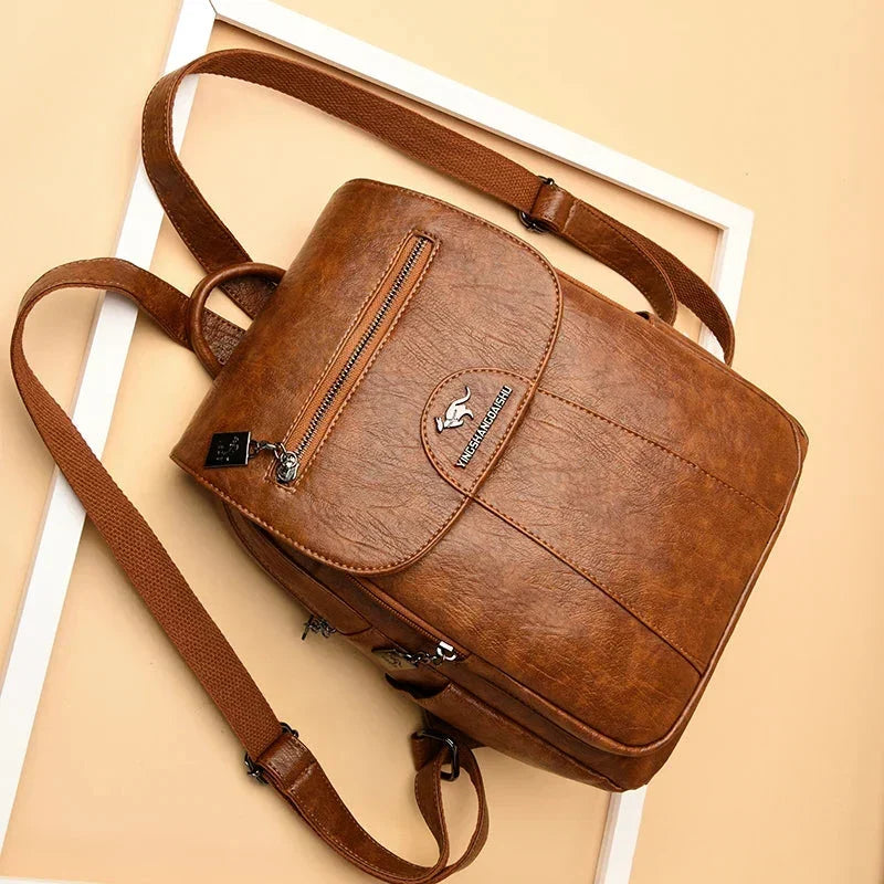 Marlies Leather Flap Backpack