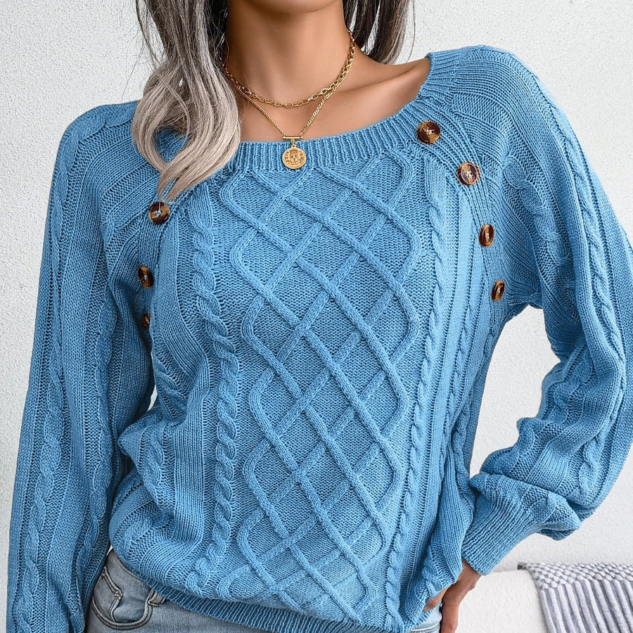 Ursa Textured Button Detail Knit Sweater