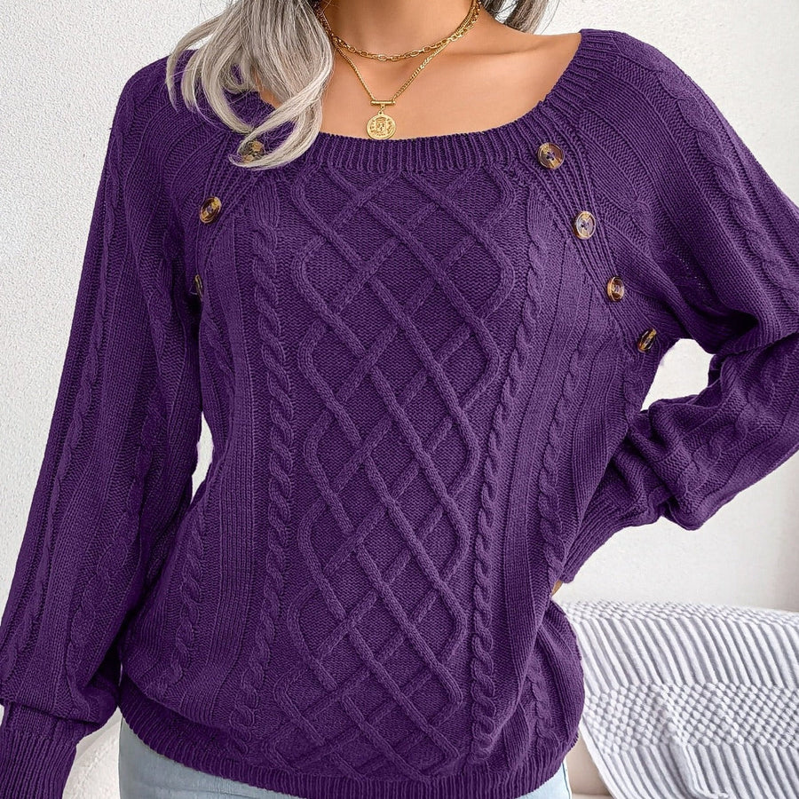 Ursa Textured Button Detail Knit Sweater